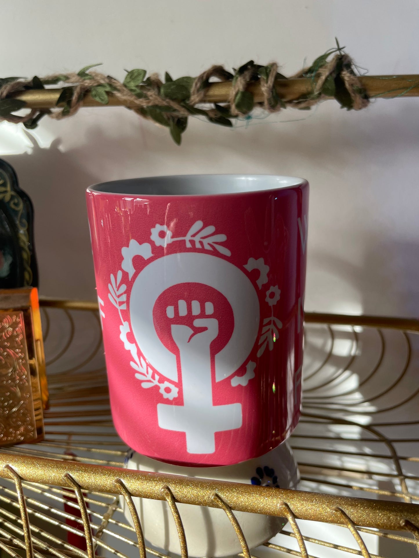 Glossy pink women's rights, feminist mug