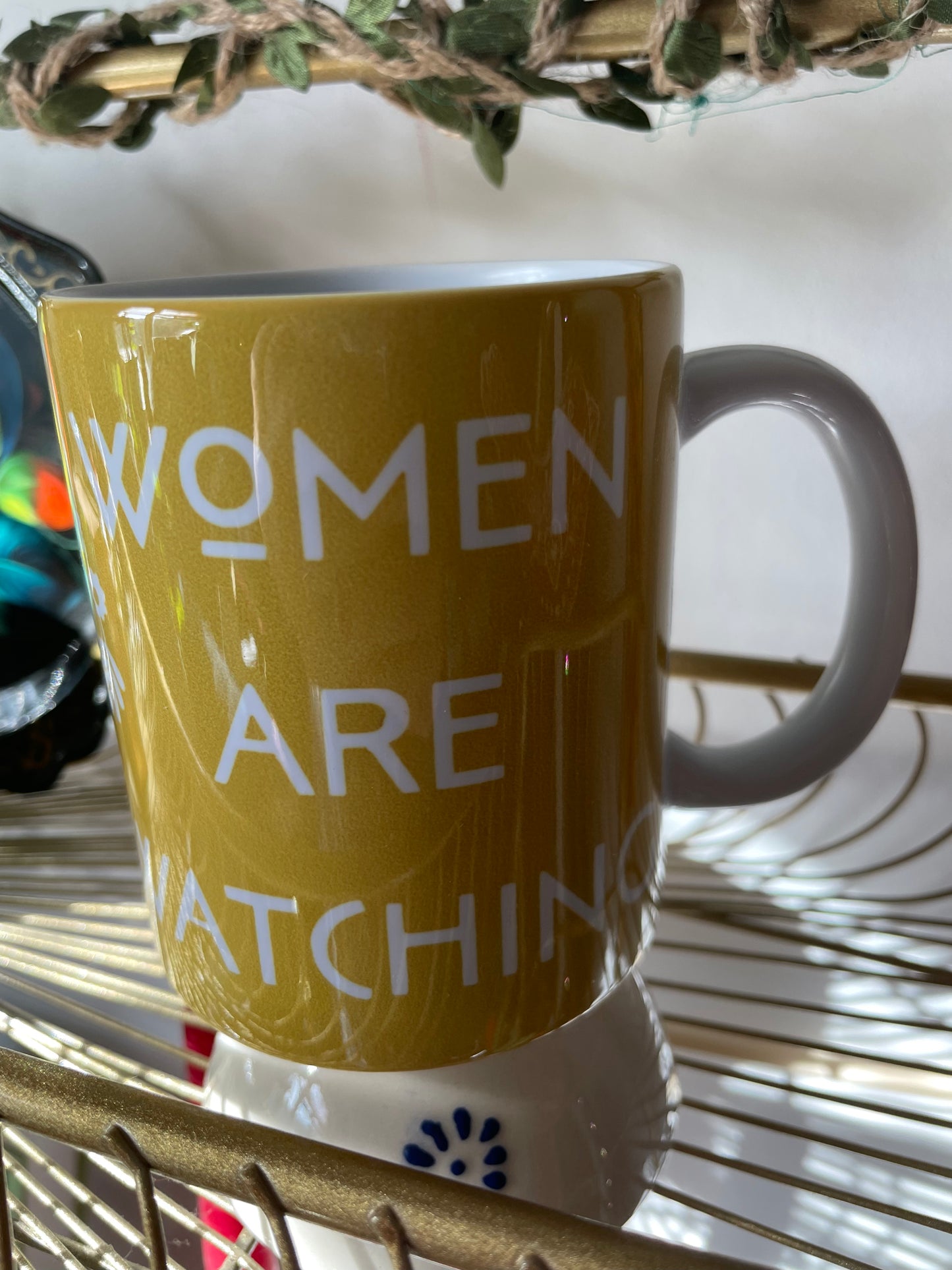 Mustard yellow feminist mug