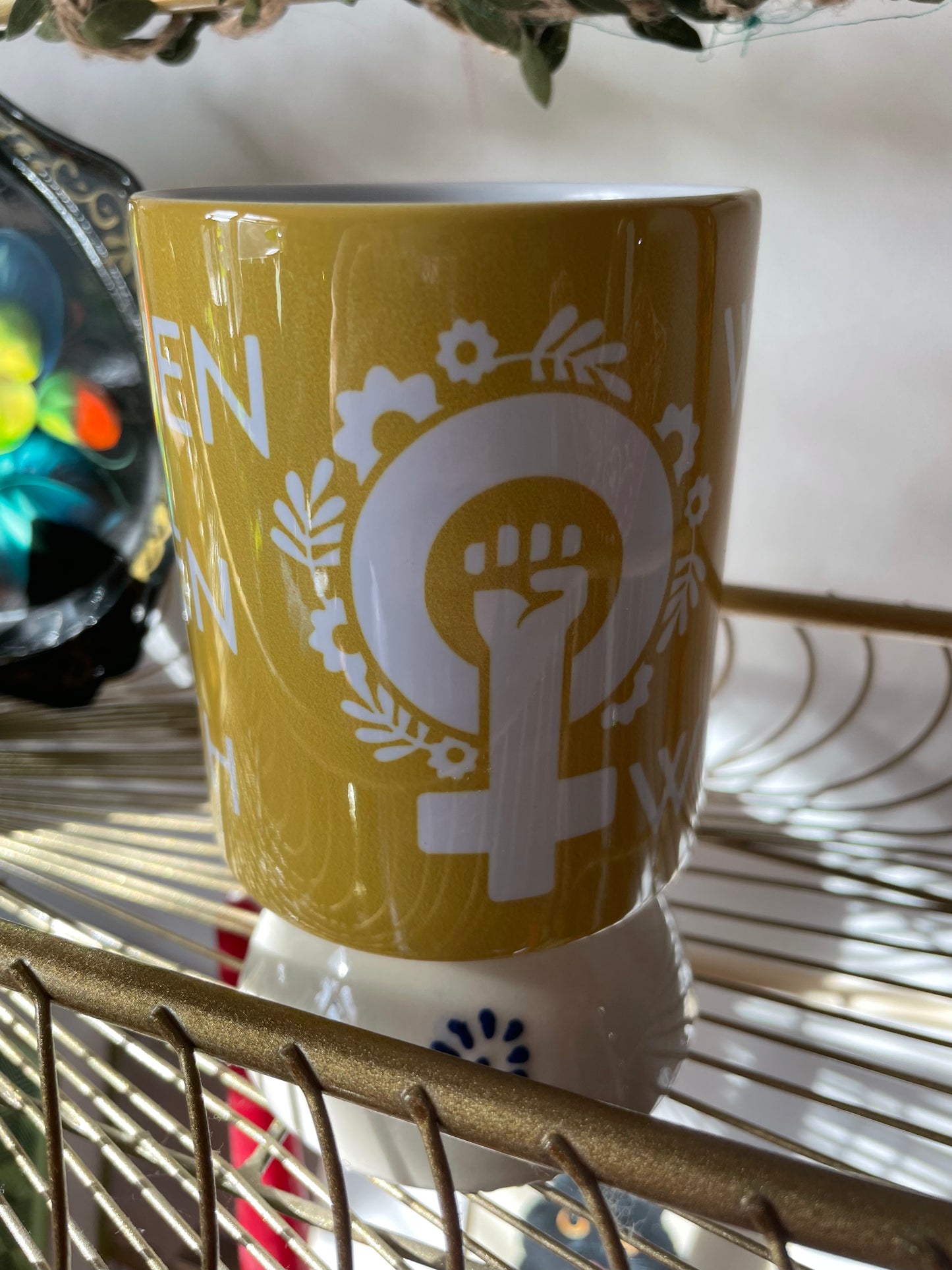 Mustard yellow feminist mug