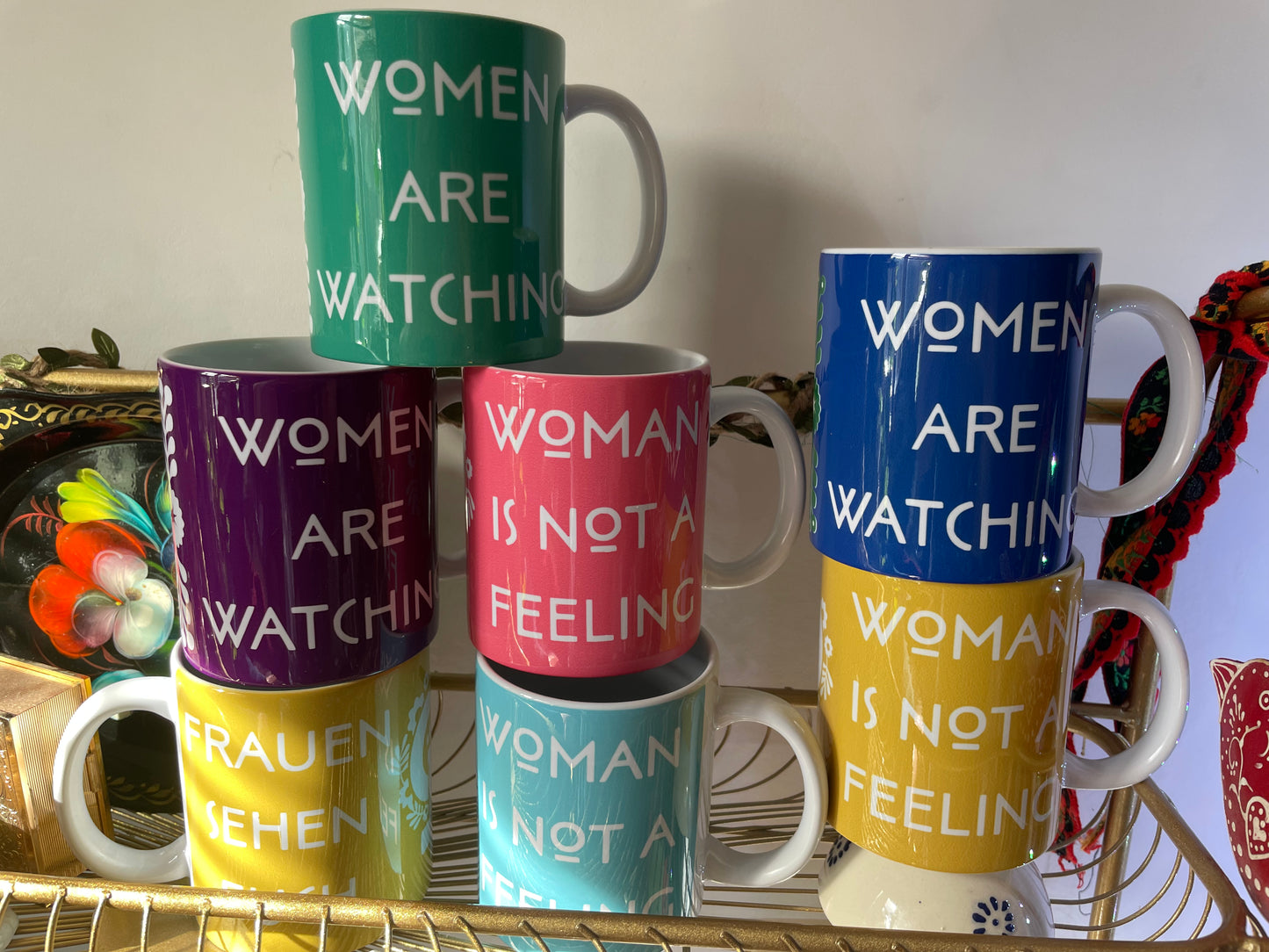 Glossy pink women's rights, feminist mug