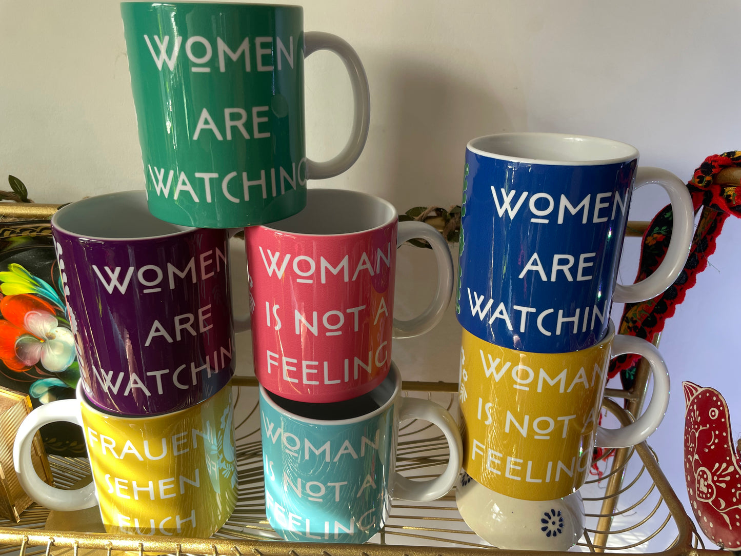 Glossy pink women's rights, feminist mug