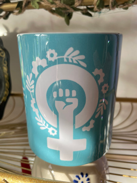 Light blue women's rights mug