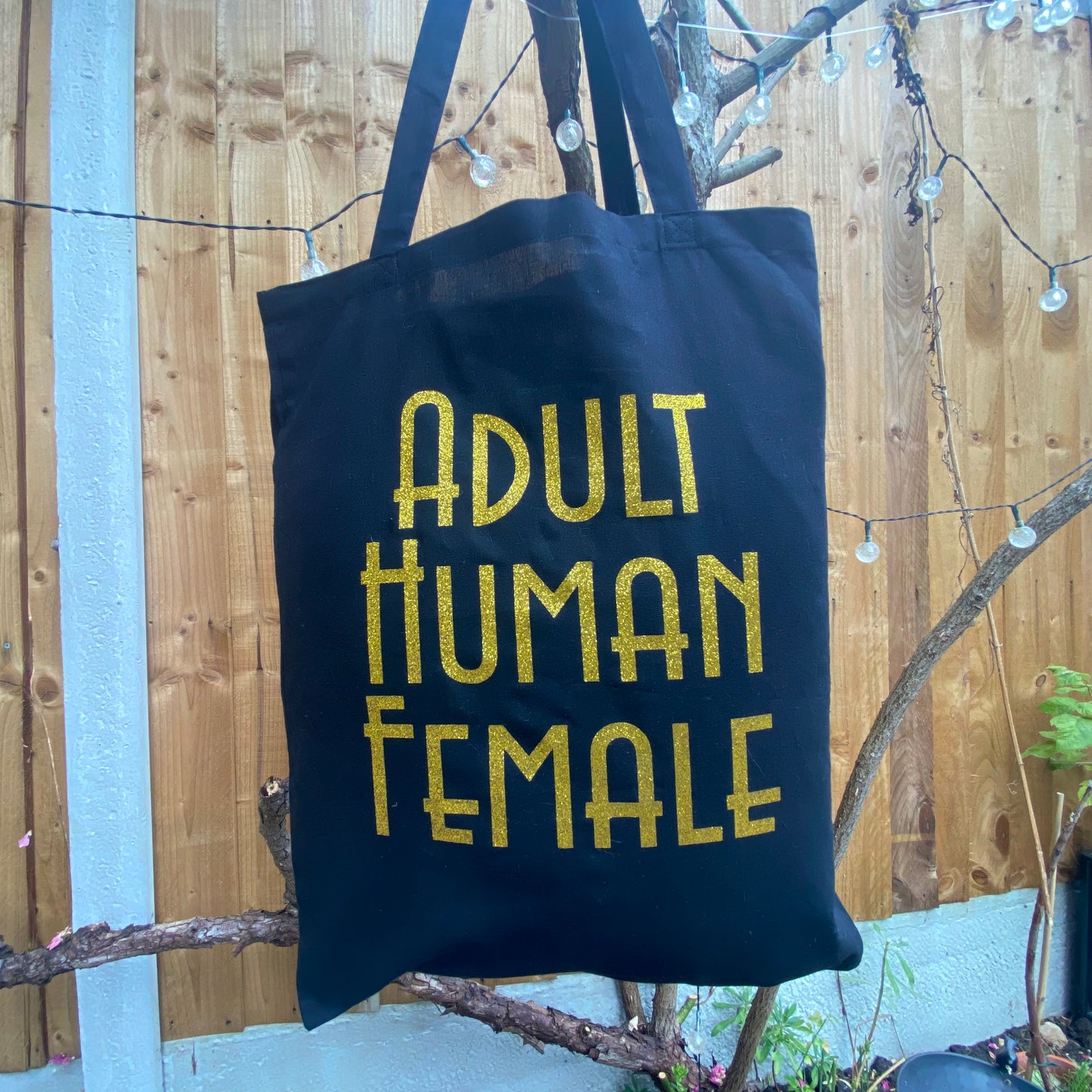 "Adult Human Female" Tote Bag (Black)