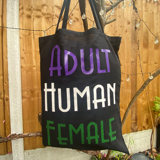 "Adult Human Female" Tote Bag (Black)